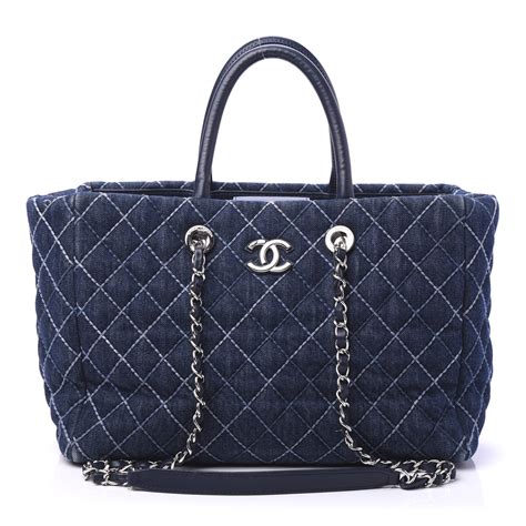 shopper tela chanel|Chanel denim shopping bags.